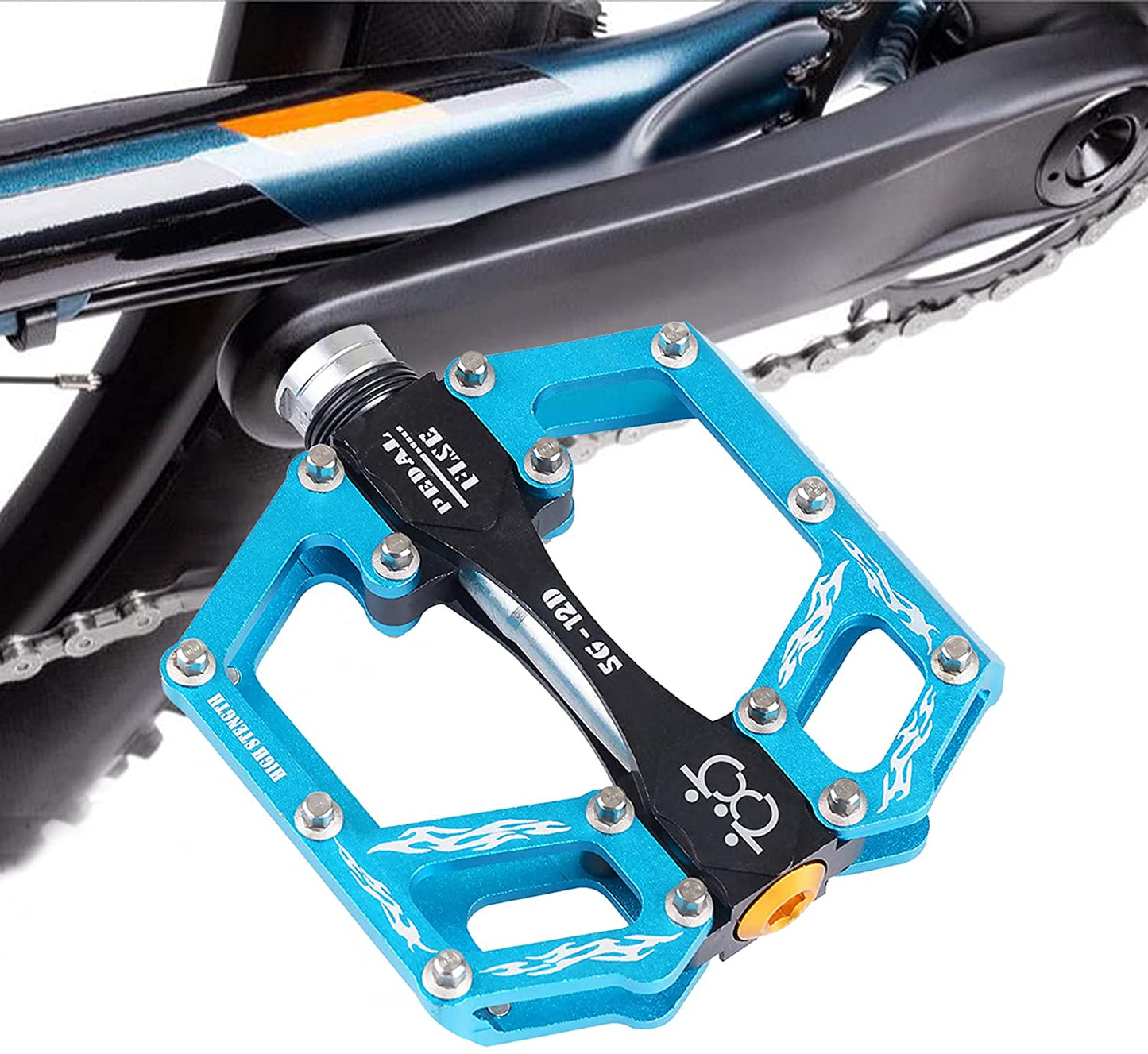 Set pedale de aluminiu pentru bicicleta MTB, BMX, antiderapant, rulment triplu, 9/16″, albastre