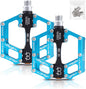 Set pedale de aluminiu pentru bicicleta MTB, BMX, antiderapant, rulment triplu, 9/16″, albastre