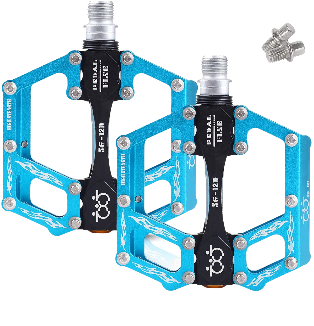 Set pedale de aluminiu pentru bicicleta MTB, BMX, antiderapant, rulment triplu, 9/16″, albastre