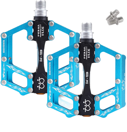 Set pedale de aluminiu pentru bicicleta MTB, BMX, antiderapant, rulment triplu, 9/16″, albastre