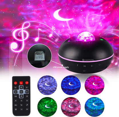 Proiector de stele LED, lampa de proiectie cu difuzor Bluetooth si telecomanda, lumina de noapte ambientala RGB