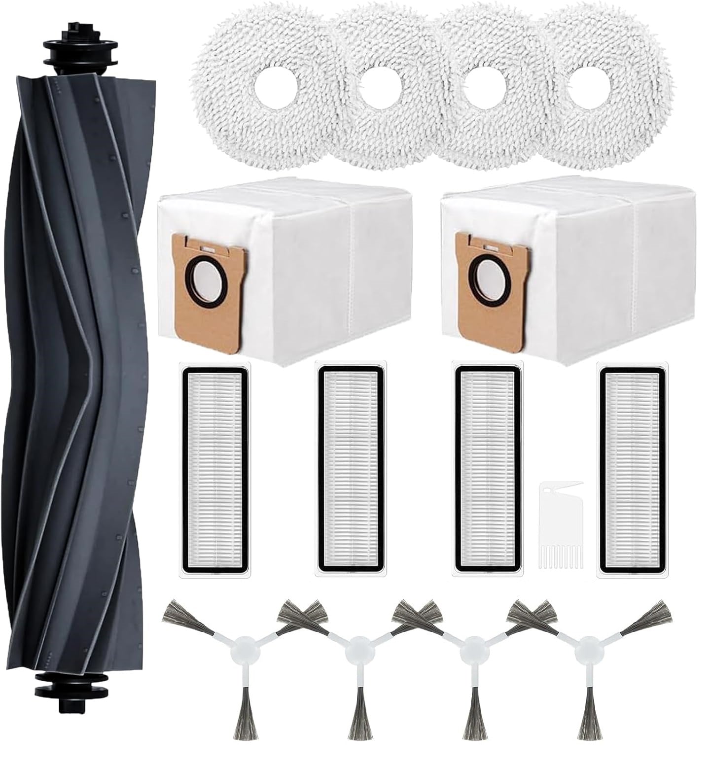 Set accesorii aspirator, compatibile cu Dreame L20 Ultra / X20 Pro, pentru aspirator robot, cu 1 perie principala, 4 perii laterale, 4 filtre si 2 saci de colectare