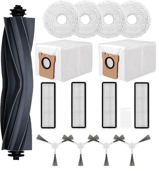 Set accesorii aspirator, compatibile cu Dreame L20 Ultra / X20 Pro, pentru aspirator robot, cu 1 perie principala, 4 perii laterale, 4 filtre si 2 saci de colectare