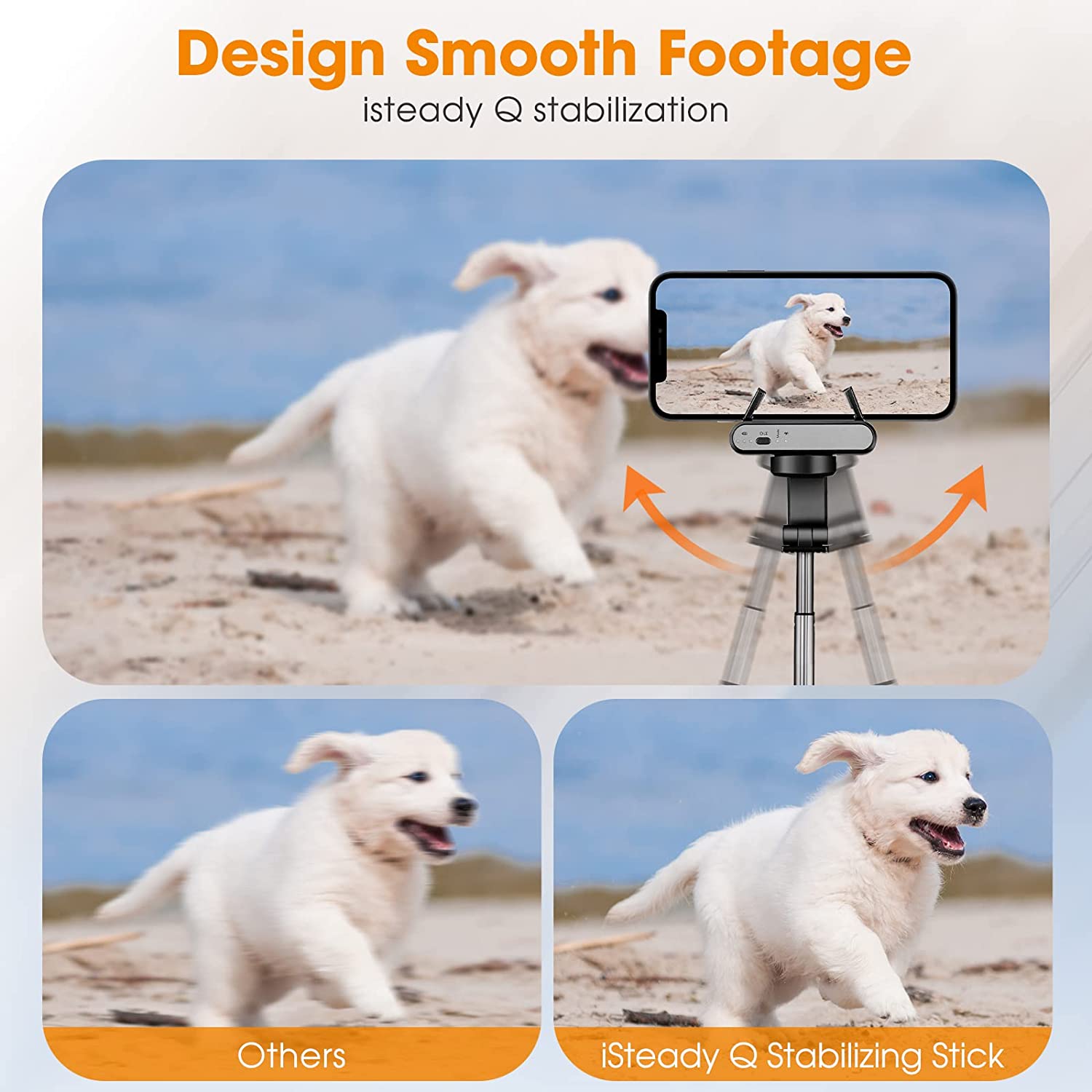 Selfie stick cu stabilizator Gimbal Hohem iSteady Q, cu trepied si telecomanda pentru smartphone cu urmarire a fetei la 360 °, zoom, compatibil cu iOS, Android