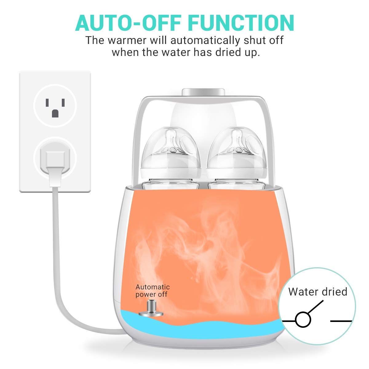 Incalzitor dublu de biberoane, sterilizator multifunctional cu functie dezghetare si pastrare temperatura, pentru sticle bebelusi si suzete, cu display LED