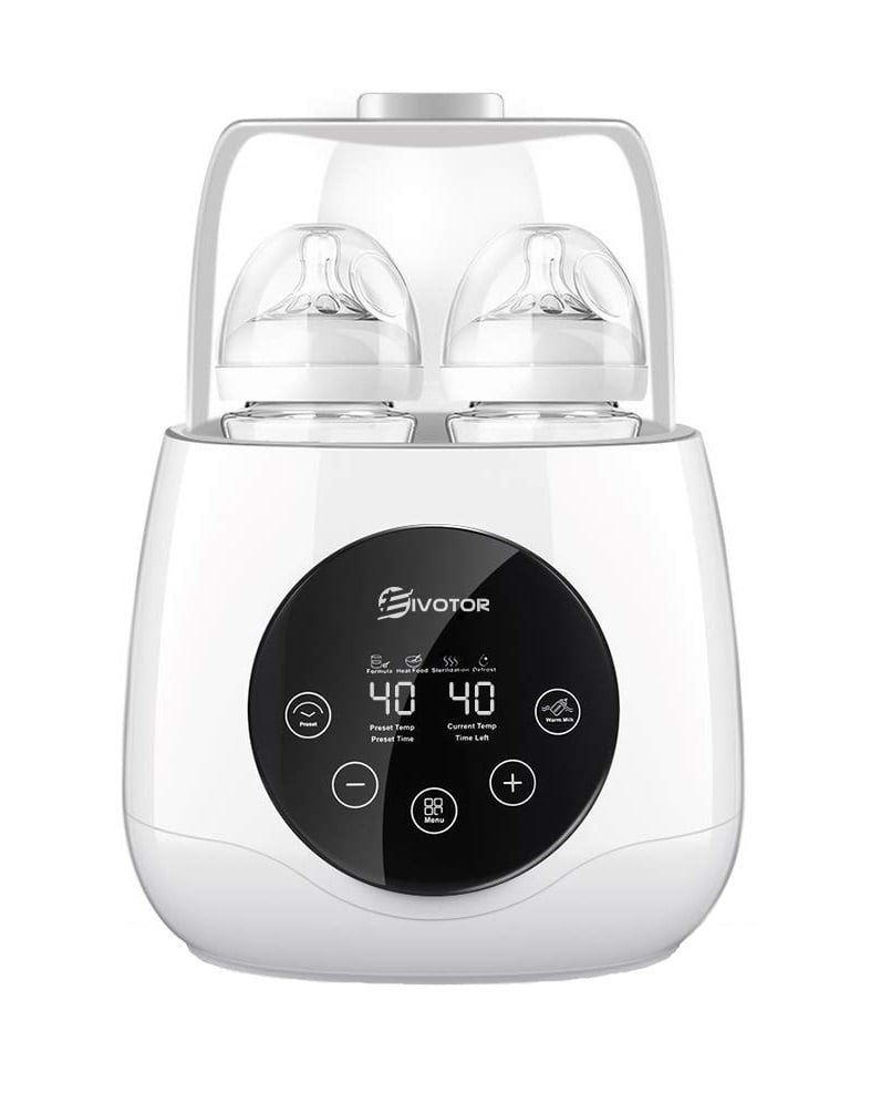 Incalzitor dublu de biberoane, sterilizator multifunctional cu functie dezghetare si pastrare temperatura, pentru sticle bebelusi si suzete, cu display LED