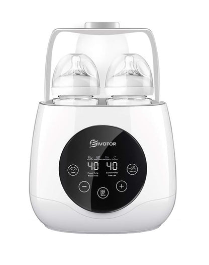 Incalzitor dublu de biberoane, sterilizator multifunctional cu functie dezghetare si pastrare temperatura, pentru sticle bebelusi si suzete, cu display LED
