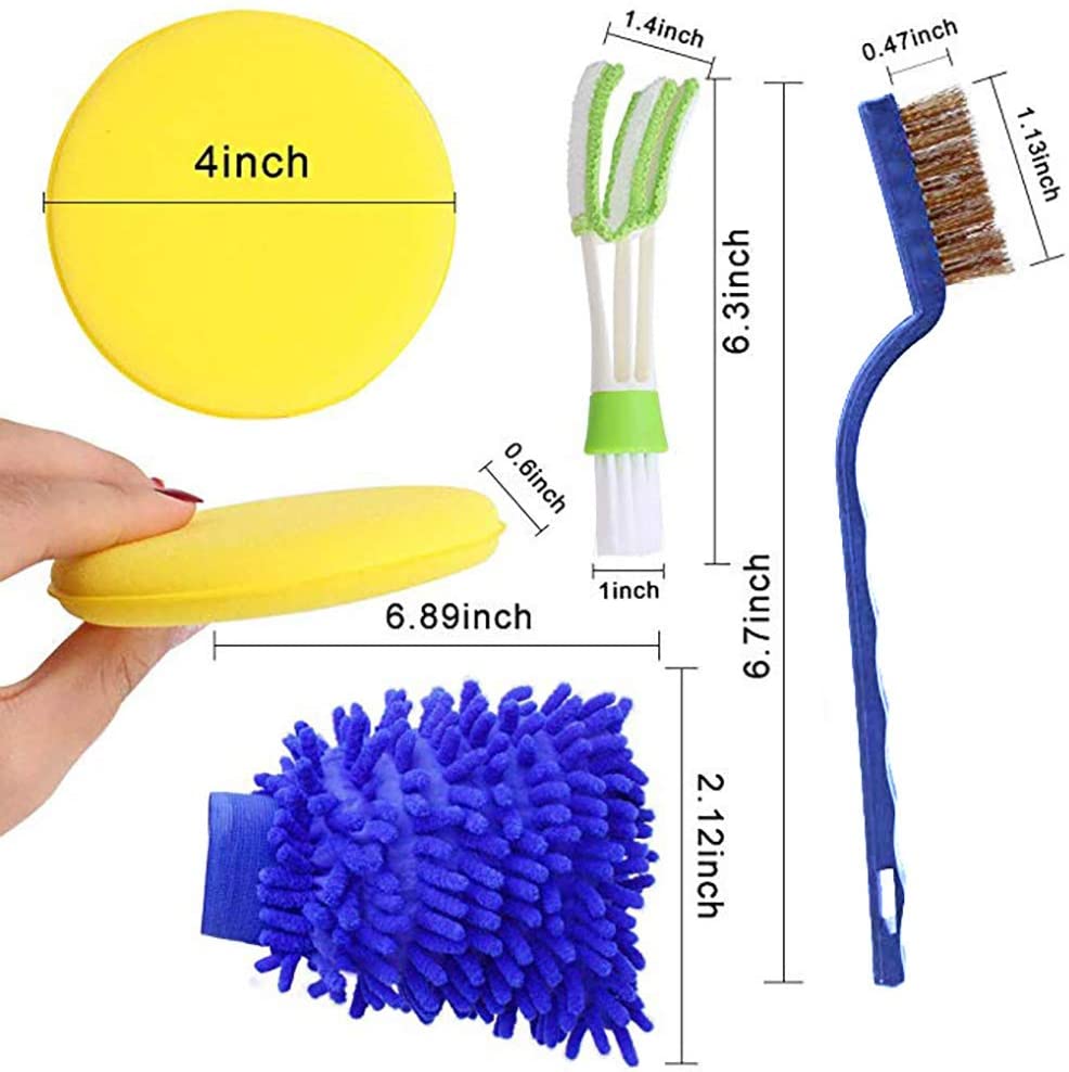 Set perii detailing auto 13 buc, pentru curatare masina, cu pensule detaliere, perie de sarma, burete aplicator si laveta