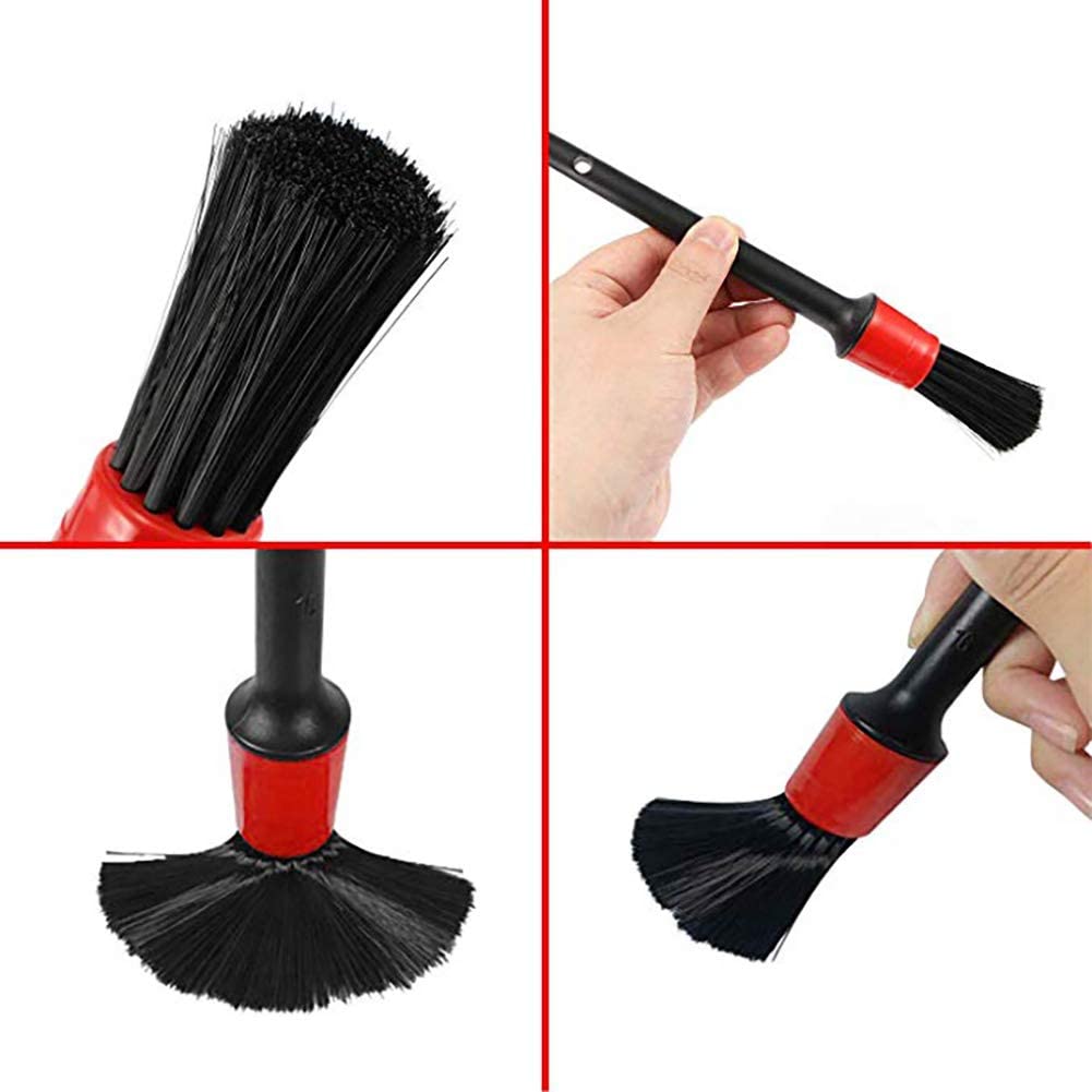 Set perii detailing auto 13 buc, pentru curatare masina, cu pensule detaliere, perie de sarma, burete aplicator si laveta