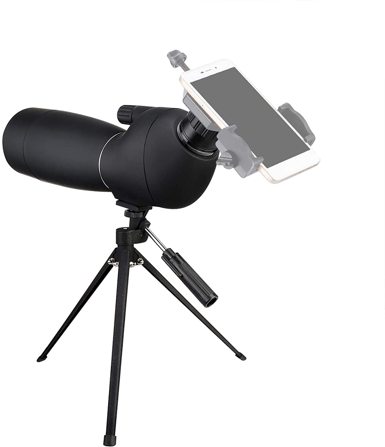 Telescop Svbony SV28 cu trepied si adaptor de telefon mobil cu unghi de 45 de grade BAK-4, 25x-75x, negru