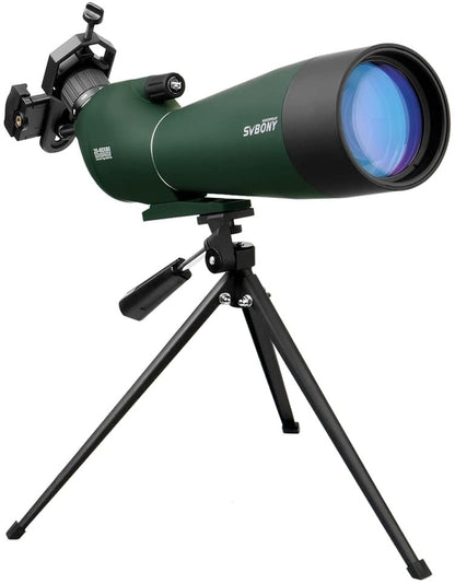 Telescop Svbony SV28 cu trepied si adaptor de telefon mobil cu unghi de 45 de grade BAK-4, 20x-60x, 80mm, rezistent la apa IP65