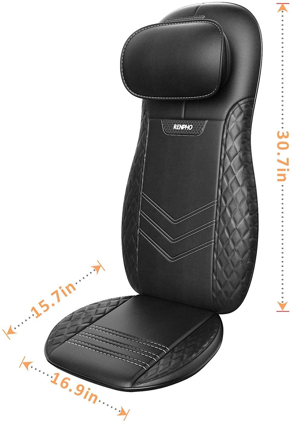 Husa de scaun pentru masaj Shiatsu cu trei zone de masaj, functie de caldura si vibratii, pentru gat, spate, fese, Renpho