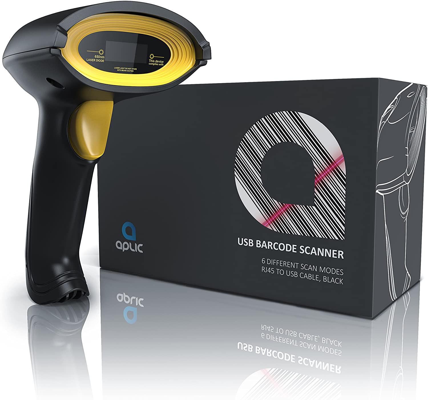 Cititor coduri de bare laser Aplic, 1D USB cu 6 moduri de scanare, design ergonomic, plug and play, IP54