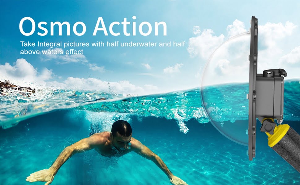 Carcasa dome subacvatica pentru DJI Osmo Action, impermeabila, cu maner, pentru scufundari, snorkeling, sport acvatic