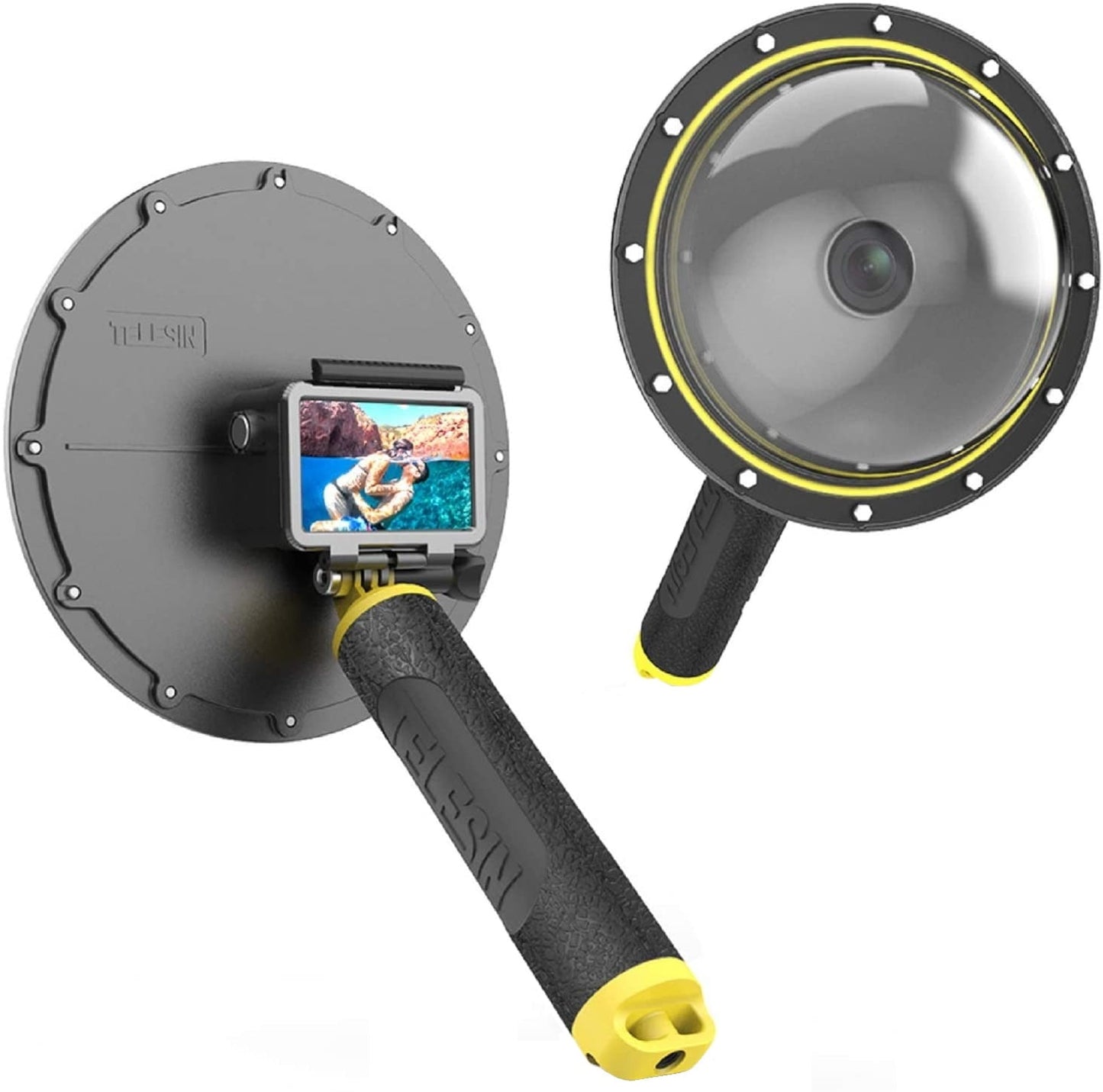 Carcasa dome subacvatica pentru DJI Osmo Action, impermeabila, cu maner, pentru scufundari, snorkeling, sport acvatic