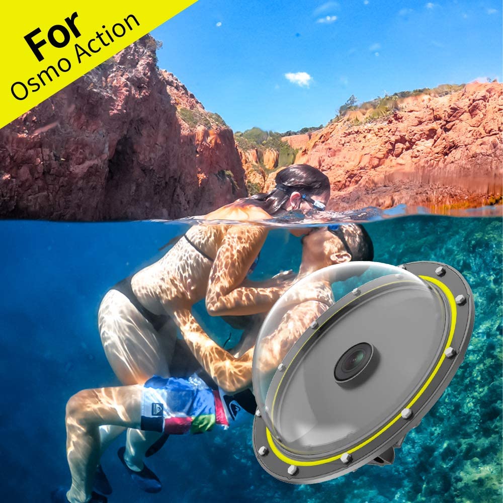 Carcasa dome subacvatica pentru DJI Osmo Action, impermeabila, cu maner, pentru scufundari, snorkeling, sport acvatic