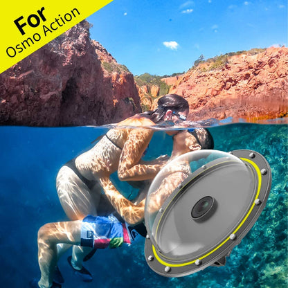 Carcasa dome subacvatica pentru DJI Osmo Action, impermeabila, cu maner, pentru scufundari, snorkeling, sport acvatic