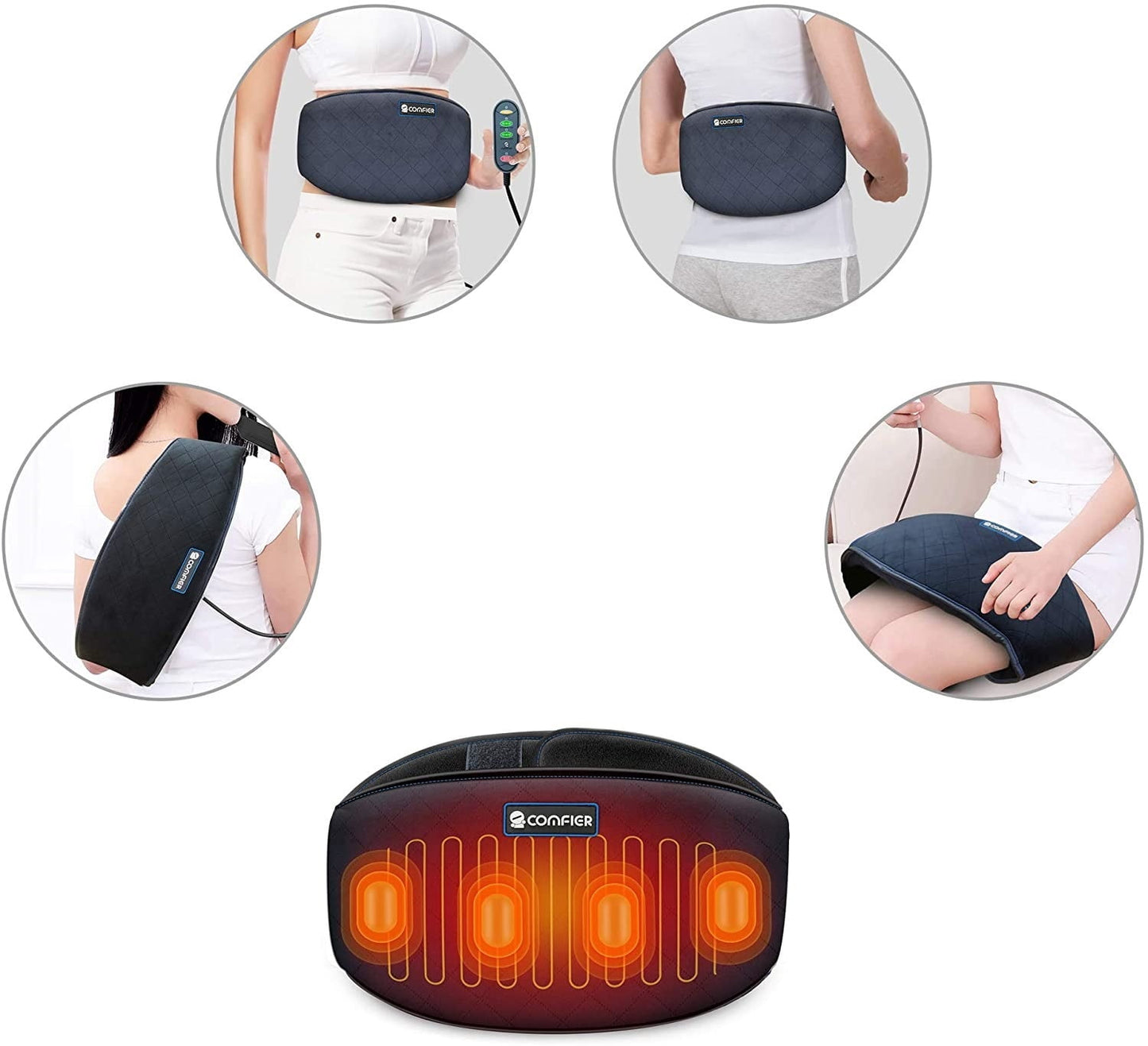 Aparat de masaj multifunctional, cu vibratii si functie caldura in 2 niveluri, 3 moduri masare, cu oprire automata