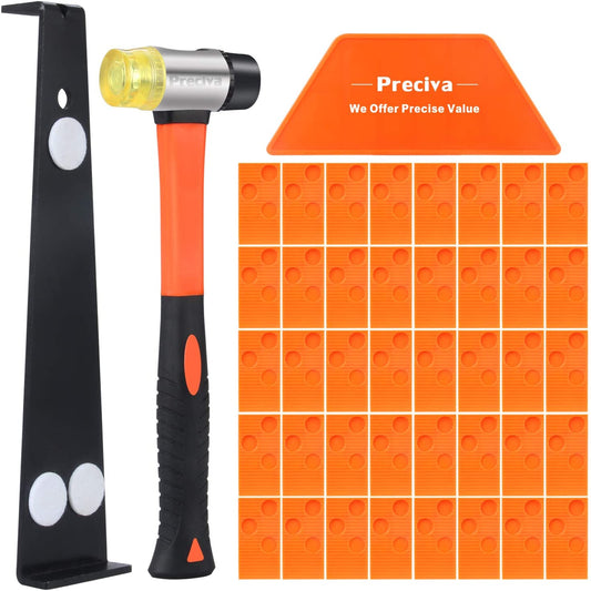 Set 43 piese montare parchet laminat, pachet fixare cu 40 distantiere, 1 levier, 1 ciocan si piesa de impact, Preciva
