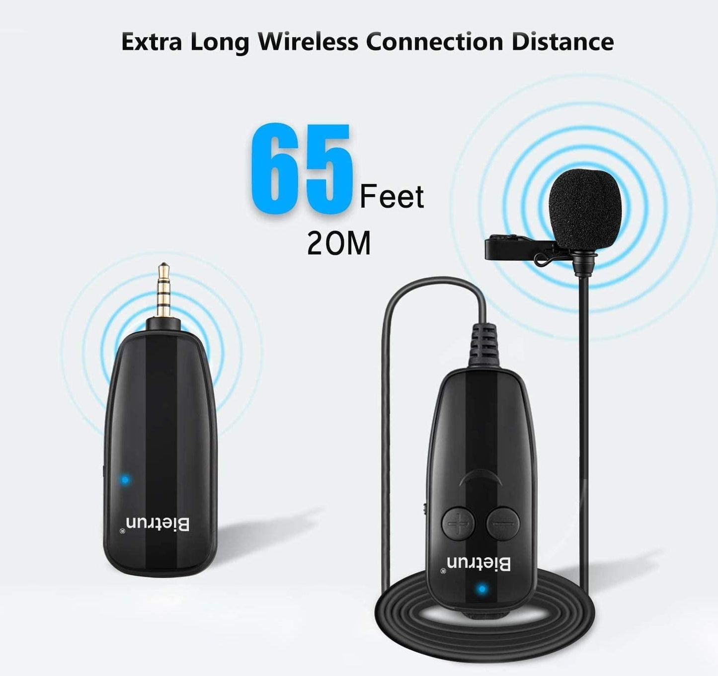 Microfon lavaliera wireless UHF , cu condesator cardioid, 20 m raza de actiune, 3,5 mm TRRS, pentru smartphone, camera DSLR, laptop, pc, inregistrare video, streaming live