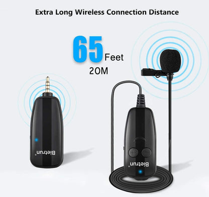 Microfon lavaliera wireless UHF , cu condesator cardioid, 20 m raza de actiune, 3,5 mm TRRS, pentru smartphone, camera DSLR, laptop, pc, inregistrare video, streaming live