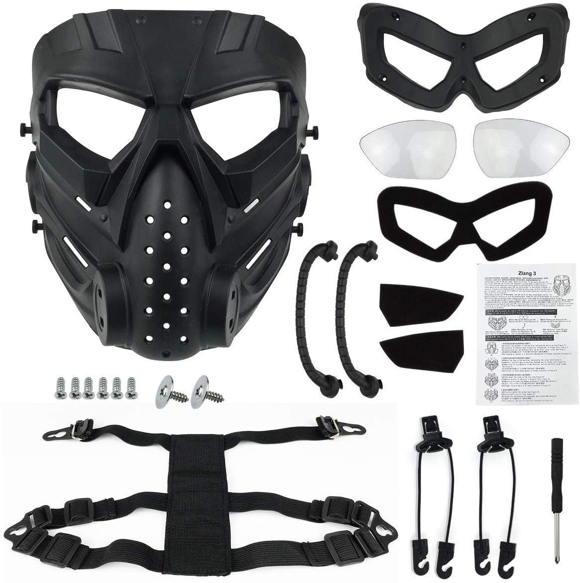 Masca de protectie tactica airsoft, paintball, rezistenta la uzura cu lentile anti-aburire, design ergonomic, stil extraterestru pentru cosplay, Halloween