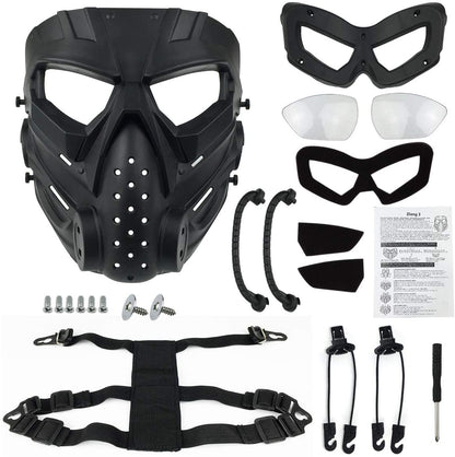 Masca de protectie tactica airsoft, paintball, rezistenta la uzura cu lentile anti-aburire, design ergonomic, stil extraterestru pentru cosplay, Halloween