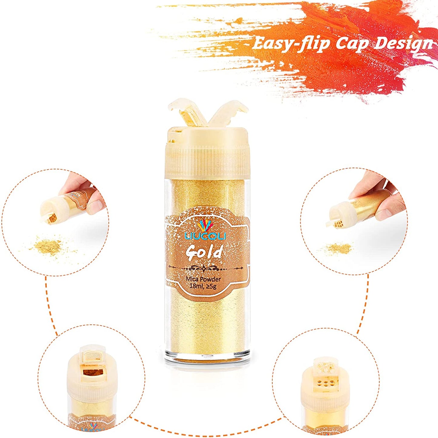 Set pigmenti pudra cu 16 culori metalice 18ml, aditiv multifunctional pentru vopsea, rasina epoxidica, lumanari, slime, lac de unghii, sapun