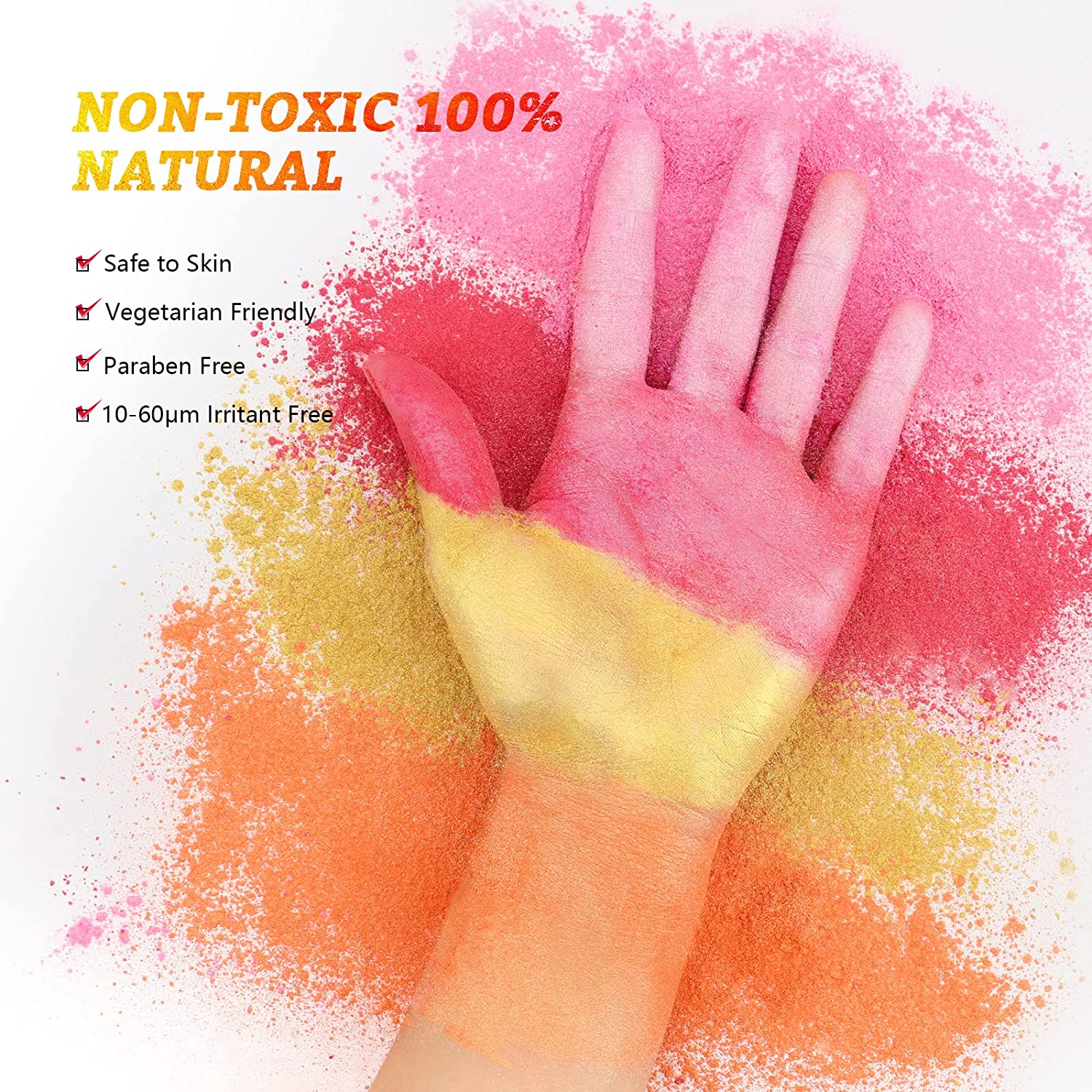 Set pigmenti pudra cu 16 culori metalice 18ml, aditiv multifunctional pentru vopsea, rasina epoxidica, lumanari, slime, lac de unghii, sapun