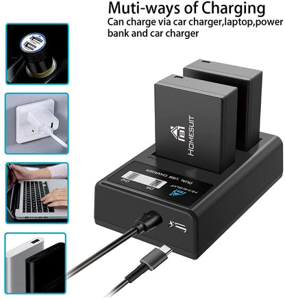 Set 2 acumulatori NP-W126 1400mAh si incarcator dublu cu afisaj LCD, pentru Fujifilm, Fuji X-T3, X-T2, X-T1, X-A5, X-E3, X-E2, X-E1, X100F, X-H1, X-M1, X-Pro2, X-Pro1, X-T20, X-T10