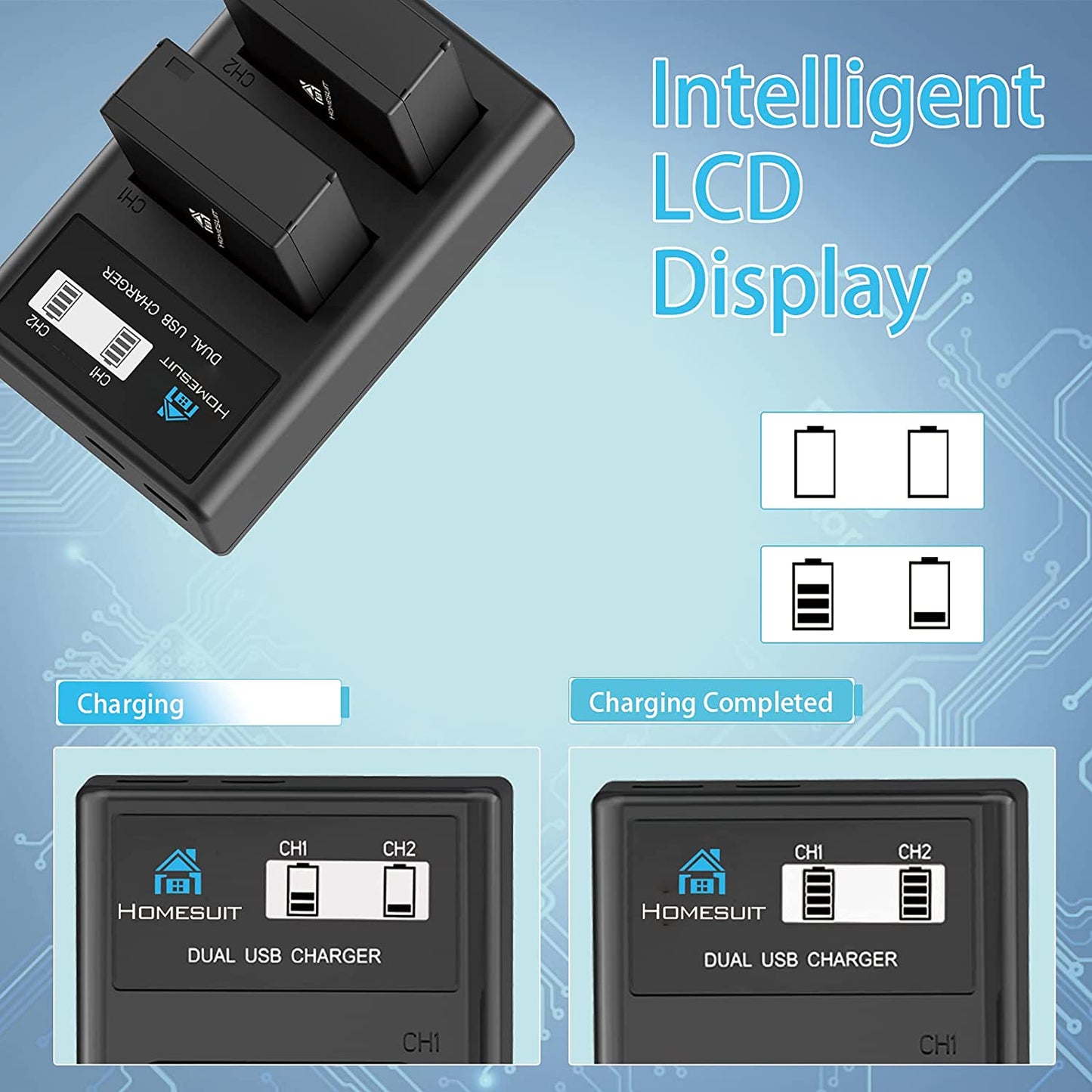 Set 2 acumulatori NP-W126 1400mAh si incarcator dublu cu afisaj LCD, pentru Fujifilm, Fuji X-T3, X-T2, X-T1, X-A5, X-E3, X-E2, X-E1, X100F, X-H1, X-M1, X-Pro2, X-Pro1, X-T20, X-T10