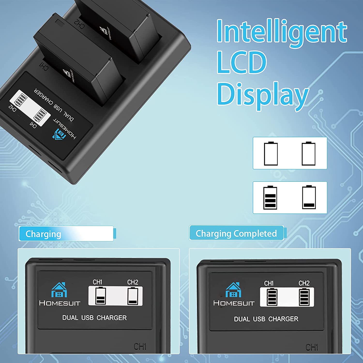Set 2 acumulatori NP-W126 1400mAh si incarcator dublu cu afisaj LCD, pentru Fujifilm, Fuji X-T3, X-T2, X-T1, X-A5, X-E3, X-E2, X-E1, X100F, X-H1, X-M1, X-Pro2, X-Pro1, X-T20, X-T10