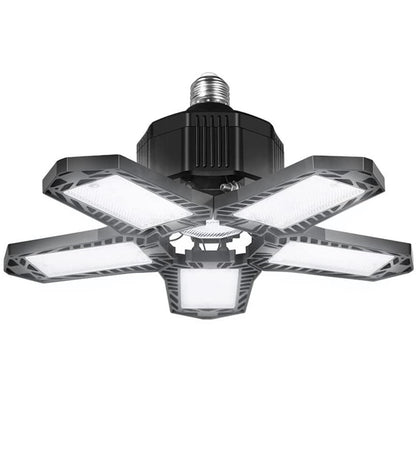 Bec LED E27, lumina de garaj, plafoniera cu 5 panouri reglabile, 80W, 6500 K, 8000 lm, lampa de lucru pentru garaje, subsoluri, depozite, mansarda, bucatarie