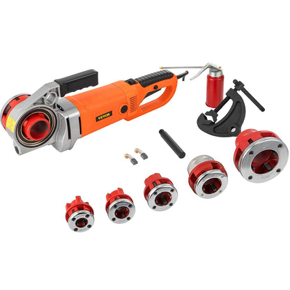 Masina de filetat VEVOR portabila 2300W 220V UE, filet electric tevi 1/2"–2", 6 matrite incluse, motor cupru 22 RPM, sistem reversibil, geanta transport, pentru tevi metalice, galvanizate si plastic, profesional