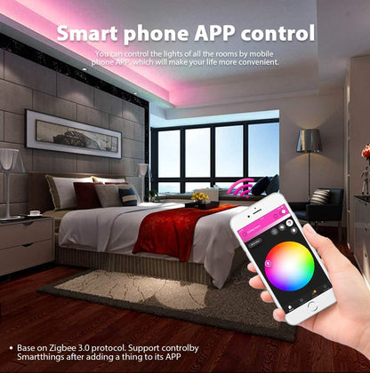 Controler LED Smart RGB+CCT, Zigbee 3.0, pentru banda RGBW RGBWW, control vocal si aplicatie, compatibil cu Alexa, Hub Bridge, TUYA, Amazon Echo Plus, Echo Studio