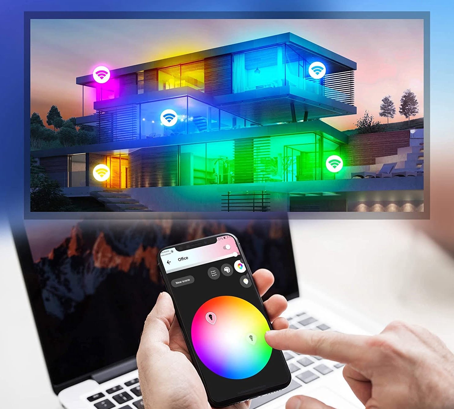 Controler LED Smart RGB+CCT, Zigbee 3.0, pentru banda RGBW RGBWW, control vocal si aplicatie, compatibil cu Alexa, Hub Bridge, TUYA, Amazon Echo Plus, Echo Studio