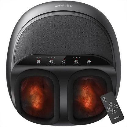 Aparat de masaj Shiatsu pentru picioare Renpho, cu telecomanda, functie de caldura, compresie aer cu 3 niveluri, temporizator, pentru ameliorare dureri, relaxare, revigorare