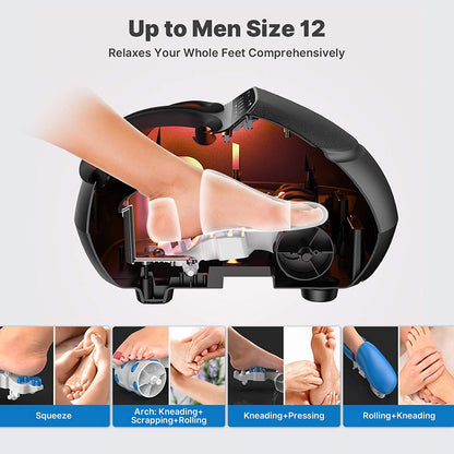 Aparat de masaj Shiatsu pentru picioare Renpho, cu telecomanda, functie de caldura, compresie aer cu 3 niveluri, temporizator, pentru ameliorare dureri, relaxare, revigorare