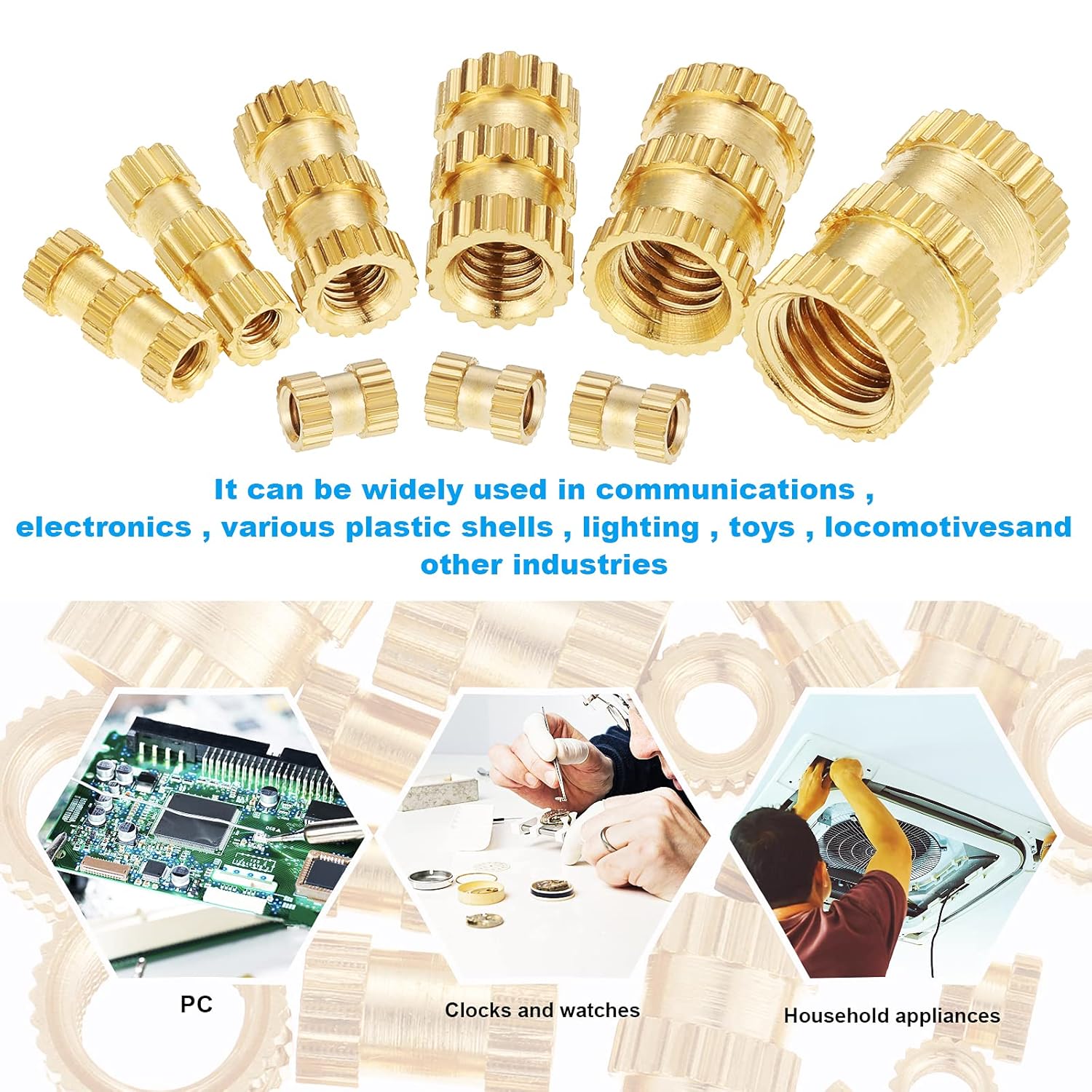 Set de 480 piulite moletate din alama cu insertii filetate M2 M2.5 M3 M4 M5 M6, 20 de dimensiuni, pentru imprimarea 3D a pieselor din plastic, in cutie depozitare