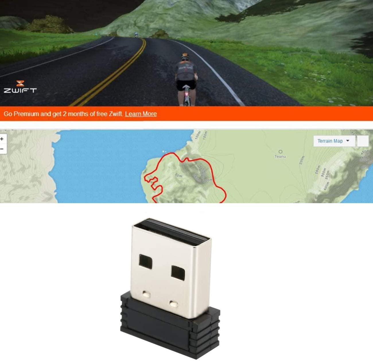 Adaptor Bluetooth 4.0 USB Dongle Ant +, compatibil cu seria Garmin si Zwift, receptioneaza date de la dispozitivele fitness din perimetru