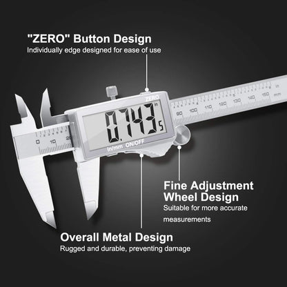 Subler digital, micrometru cu vernier profesional Preciva, 150 mm, afisaj LCD, din otel inoxidabil, masoara diametru interior, exterior, adancime, pas