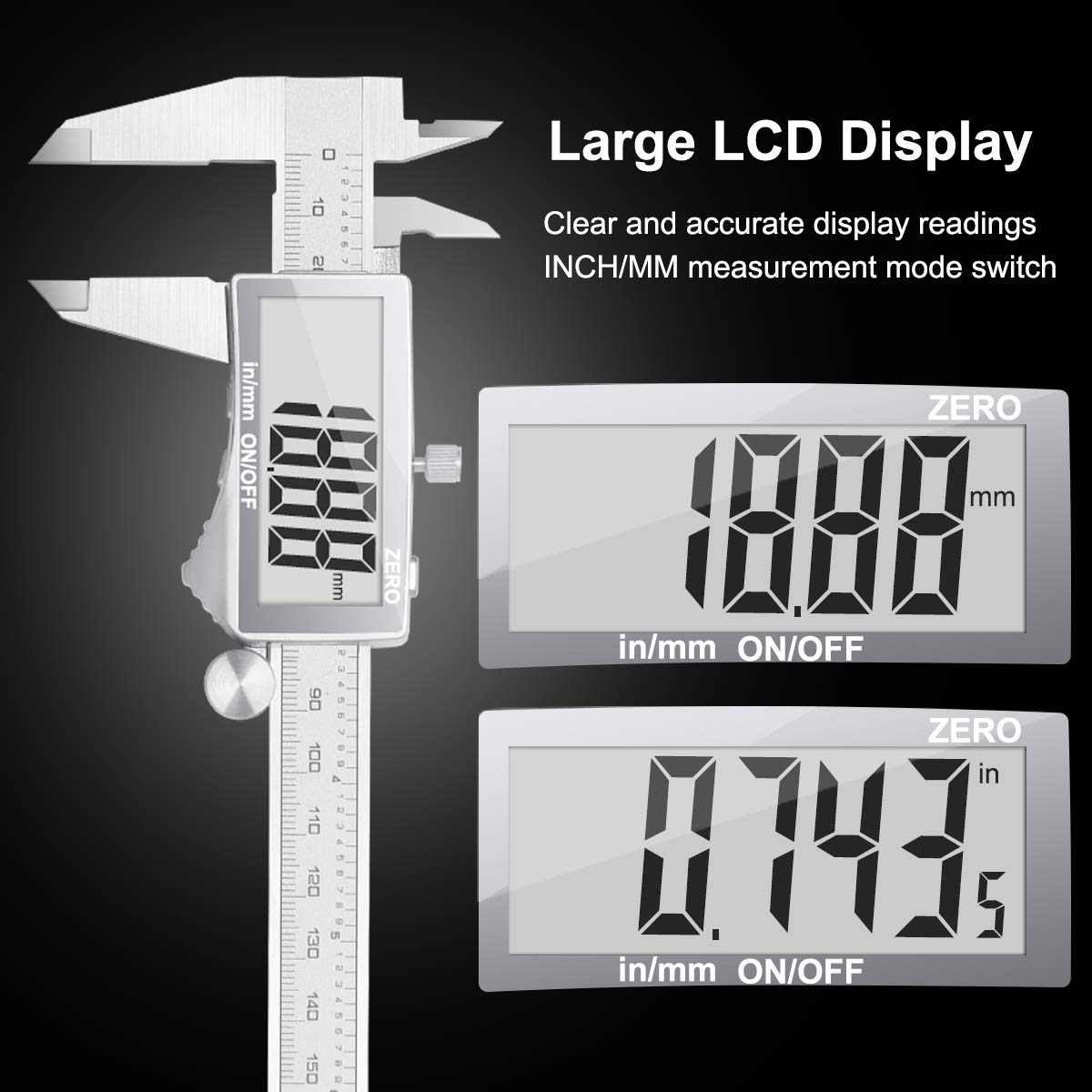 Subler digital, micrometru cu vernier profesional Preciva, 150 mm, afisaj LCD, din otel inoxidabil, masoara diametru interior, exterior, adancime, pas