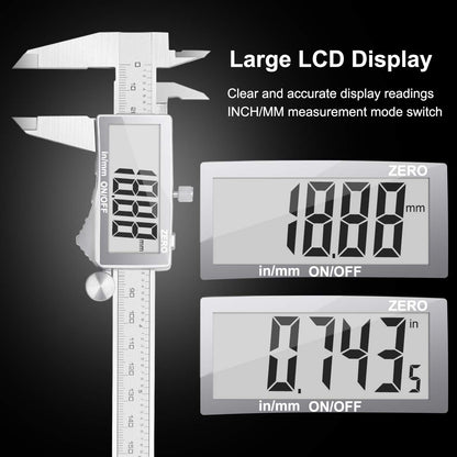 Subler digital, micrometru cu vernier profesional Preciva, 150 mm, afisaj LCD, din otel inoxidabil, masoara diametru interior, exterior, adancime, pas