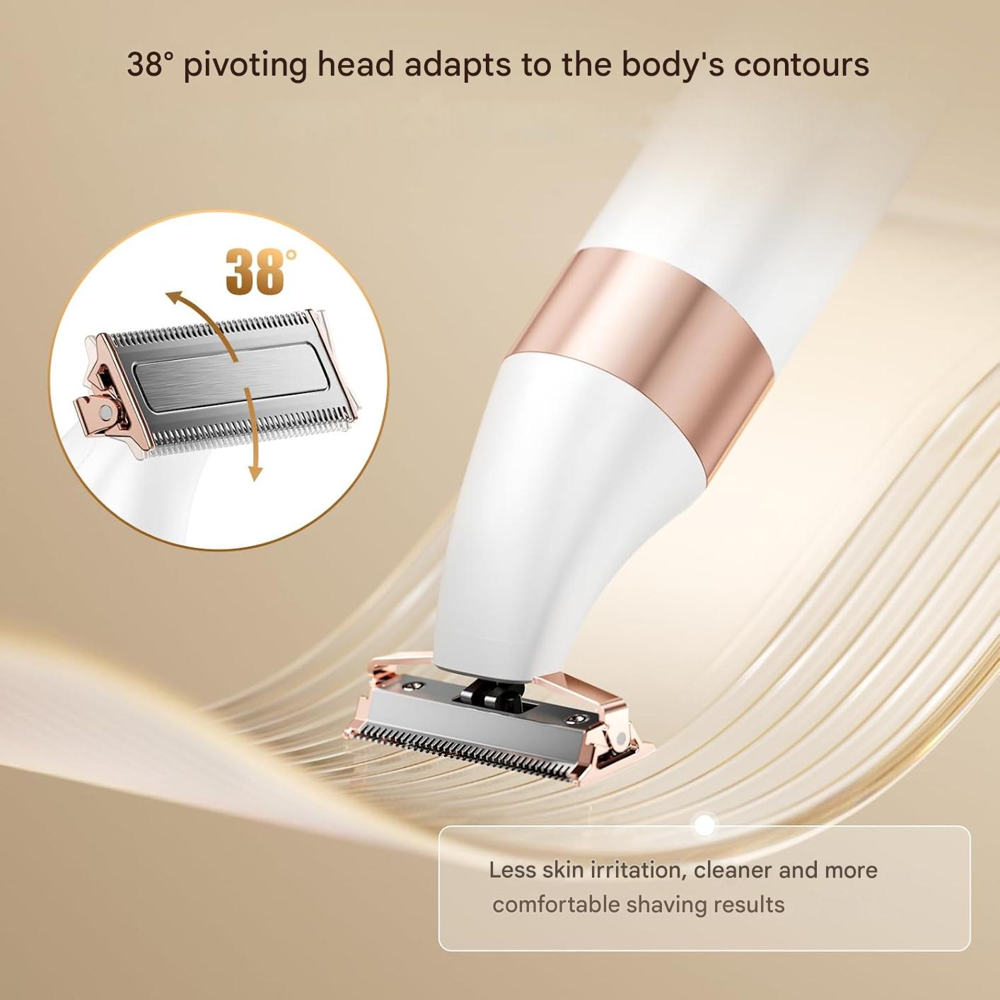 Aparat de ras electric pentru femei, shaver 2 in 1 cu display LED, impermeabil IPX6, cap flexibil, 90 minute durata de functionare, alb