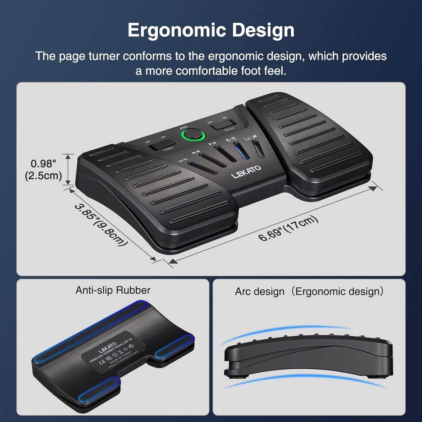 Pedala intoarcere pagina partitura, dispozitiv de comutare wireless, Blueetooth, reincarcabil, 5 moduri de lucru, silentios, pentru Windows, macOS, Android, iOS, smartphone, tableta, PC