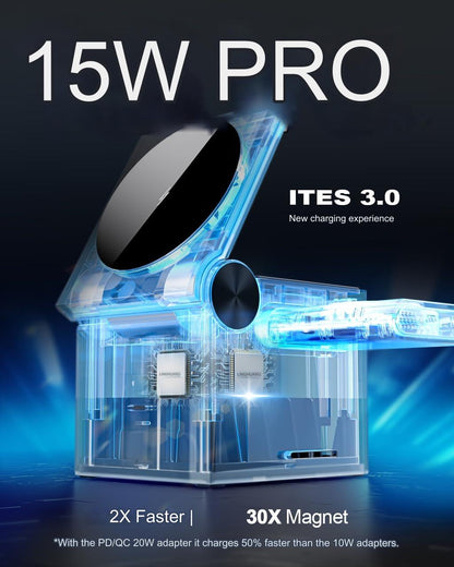 Statie de incarcare 3 in 1 wireless, compatibil MagSafe, 15W Pro, incarcator Apple Watch detasabil, pentru iPhone 15/14/13/12, Apple iWatch si AirPods