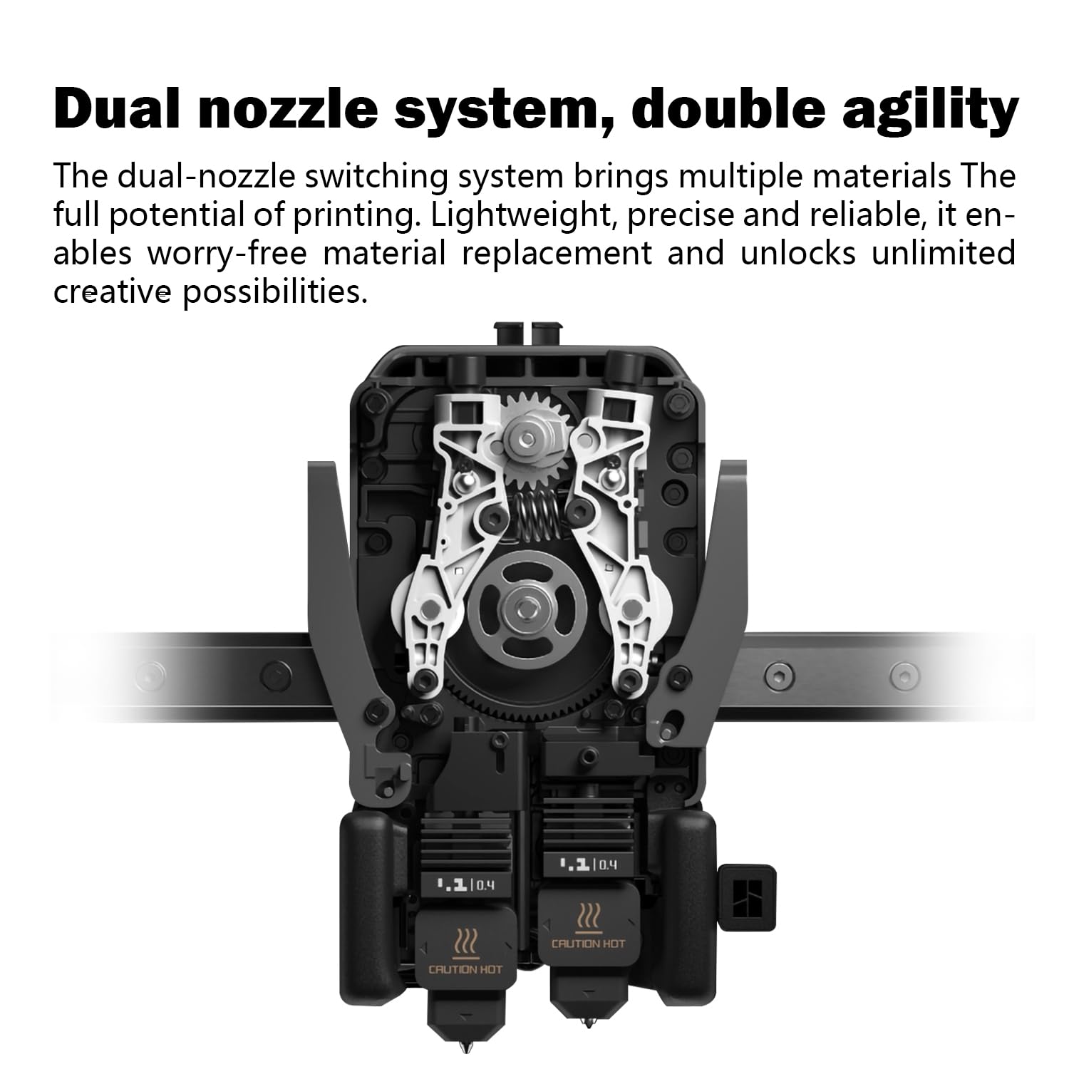 Set de 2 Hotend-uri pentru imprimante 3D Bambu Lab A1 / A1 Mini / H2D Combo, cu duza de 0.4 mm din otel calit, cu 2 sosete din silicon