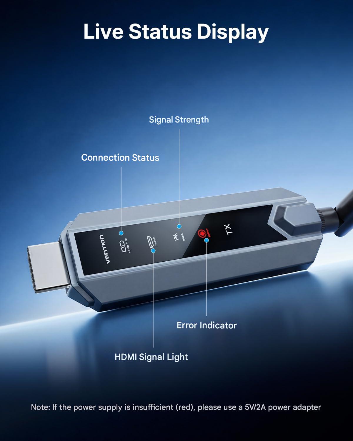 Transmitator HDMI Wireless VENTION 4K, 120m, 1 emitator + 2 receptoare, dual band 5GHz/2.4GHz, Plug & Play, 1080P@60Hz, ZeroDrop, pentru TV/Proiector/Laptop/PC