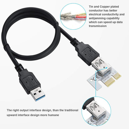 Set 6 Riser Card, placa adaptor PCI-E 1X la 16X GPU Riser cu cablu USB de 0, 6 m, VER010-X, 8 condensatoare solide, interfata 6PIN/4PIN/SATA, dedicat mining