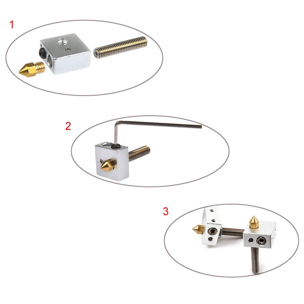 Kit accesorii imprimanta 3D MK8 cu 5 bloc de incalzire V5, 5 bloc transfer termic, 5 duze 0.4mm si 2 imbusuri